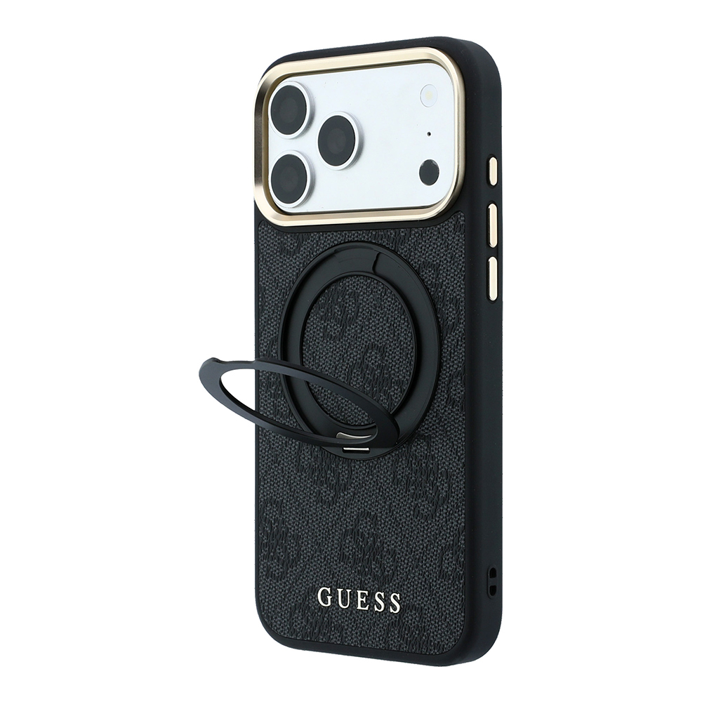Apple iPhone 18 Pro Max Uyumlu Kılıf Guess Orjinal Lisanslı M-safe Şarj Özellikli 4G Desenli 360 Derece Dönebilen Standlı Metal Yazı Logolu Kapak - 1
