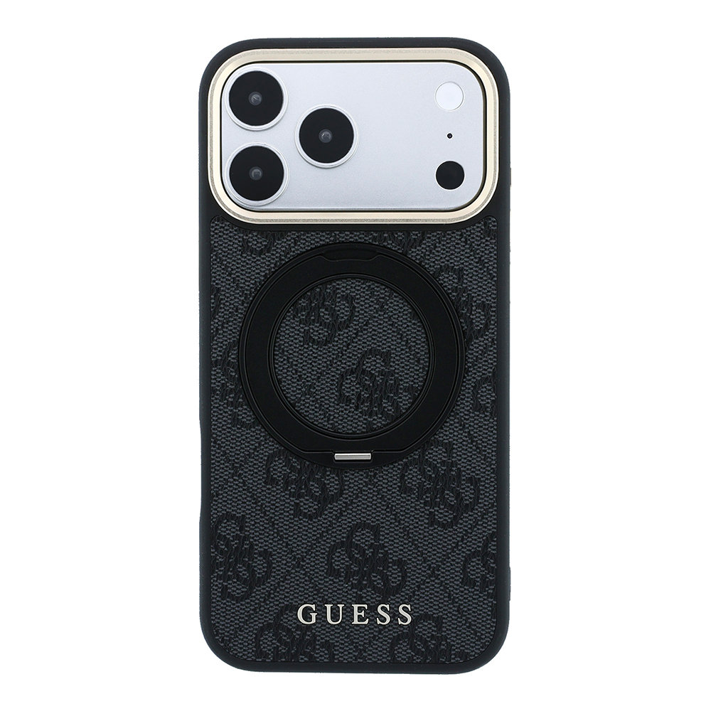 Apple iPhone 18 Pro Max Uyumlu Kılıf Guess Orjinal Lisanslı M-safe Şarj Özellikli 4G Desenli 360 Derece Dönebilen Standlı Metal Yazı Logolu Kapak - 2
