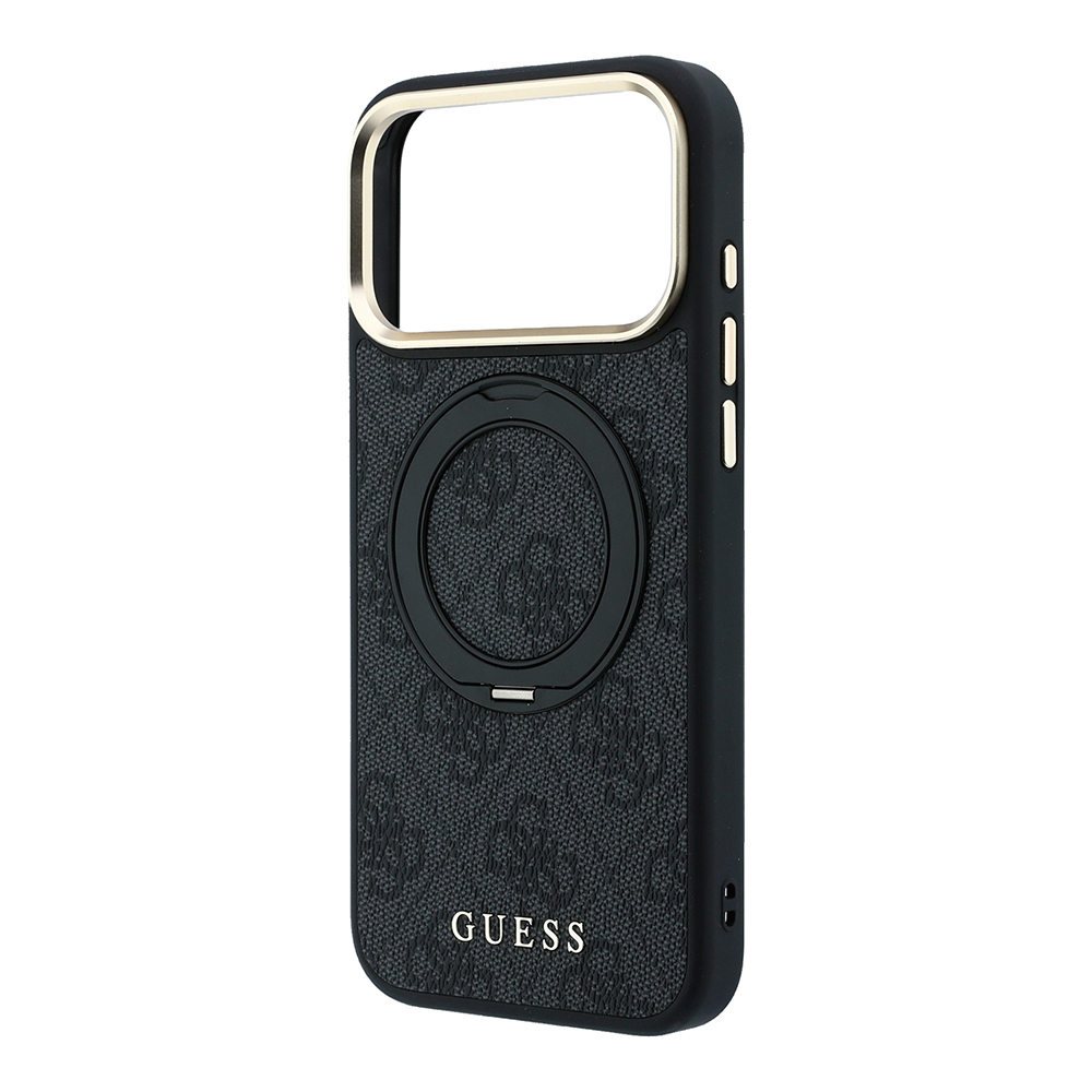 Apple iPhone 18 Pro Max Uyumlu Kılıf Guess Orjinal Lisanslı M-safe Şarj Özellikli 4G Desenli 360 Derece Dönebilen Standlı Metal Yazı Logolu Kapak - 5