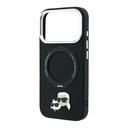 Apple iPhone 18 Pro Uyumlu Kılıf Karl Lagerfeld Orjinal Lisanslı M-Safe Şarj Özellikli K&C Heads Pin Metal Logolu PU 360 Derece Dönebilen Standlı Kapak - 5