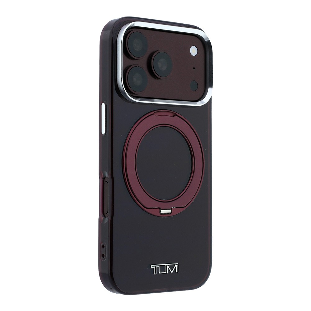 Apple iPhone 18 Pro Uyumlu Kılıf TUMI Orjinal Lisanslı M-safe Şarj Özellikli 360 Derece Dönebilen Standlı Transparan Kapak - 3