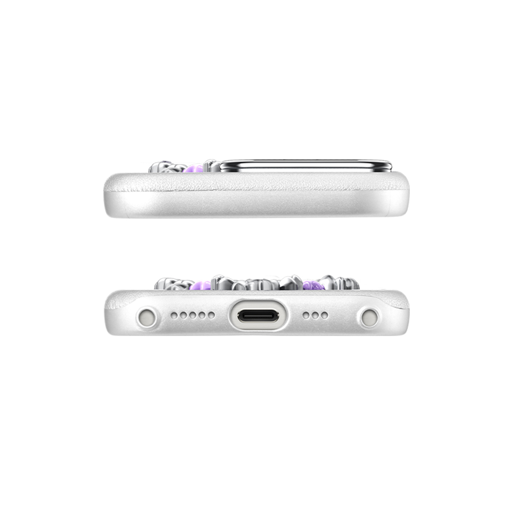 Apple iPhone 16 Pro Uyumlu Kılıf Taşlı Kalp Tasarımlı Pynana Mirror Serisi Kapak - 2