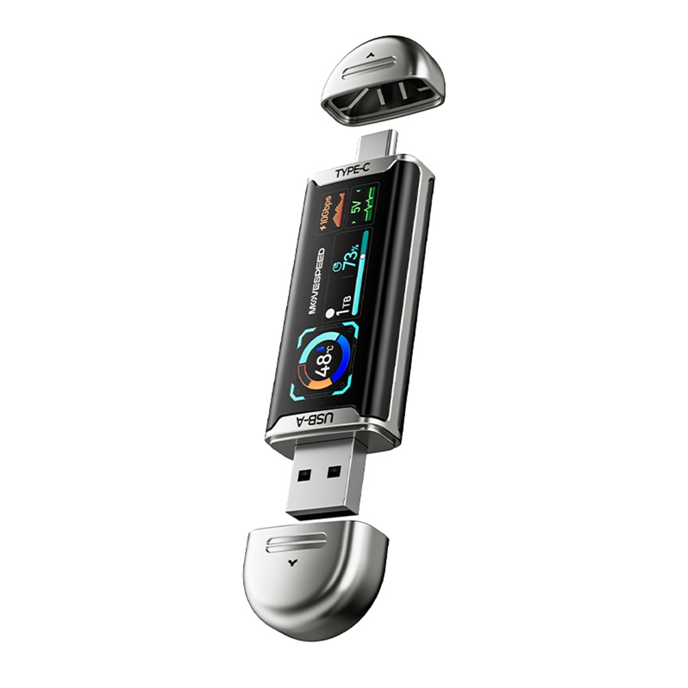 Movespeed MSSU10 LCD Ekranlı 4K ProRes Dual USB-A+Type-C Bağlantılı PSSD Flash Disk 1TB 10Gbps - 1
