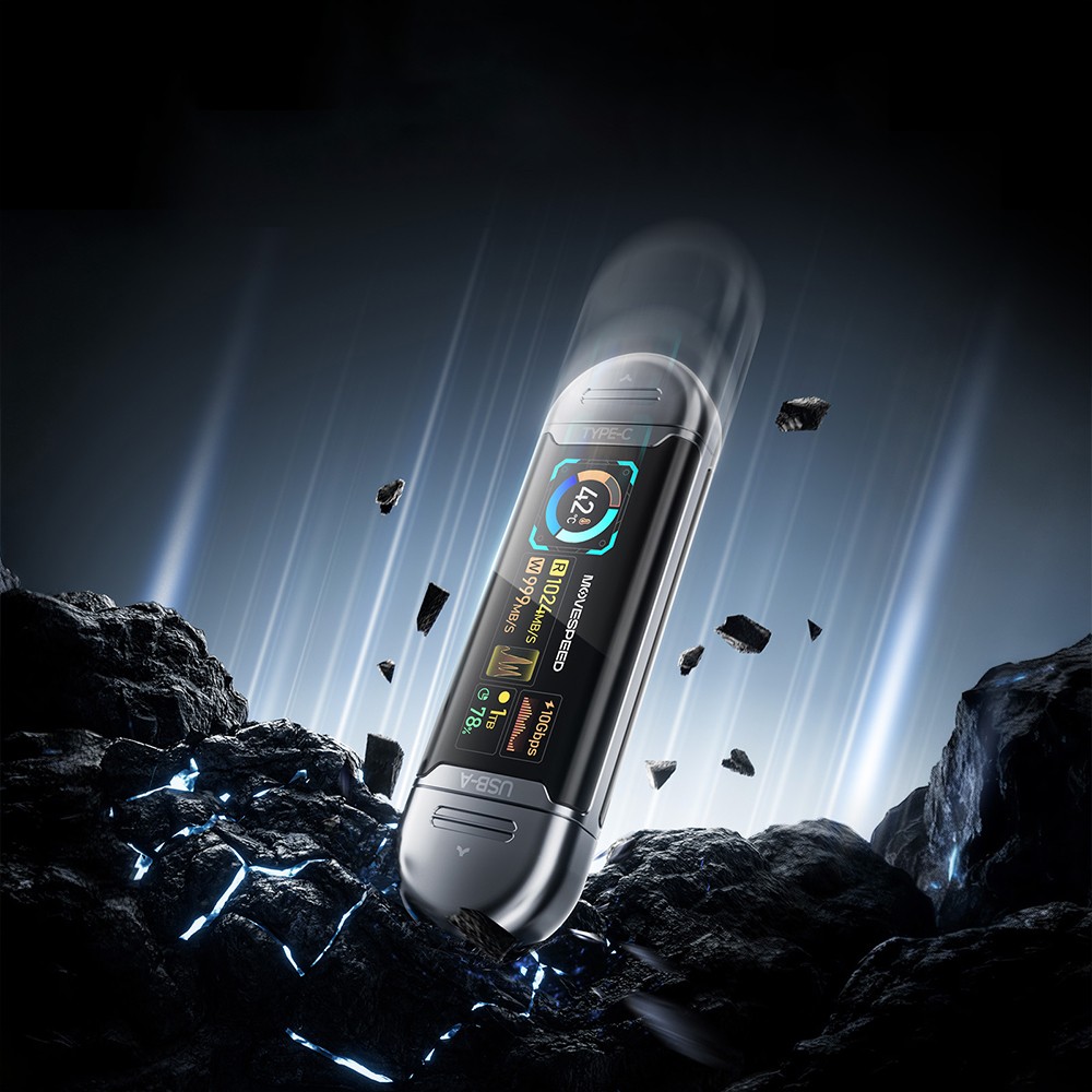 Movespeed MSSU10 LCD Ekranlı 4K ProRes Dual USB-A+Type-C Bağlantılı PSSD Flash Disk 1TB 10Gbps - 7