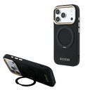Apple iPhone 18 Pro Uyumlu Kılıf Guess Orjinal Lisanslı M-safe Şarj Özellikli 360 Derece Dönebilen Standlı PU Metal Yazı Logolu Kapak - 1