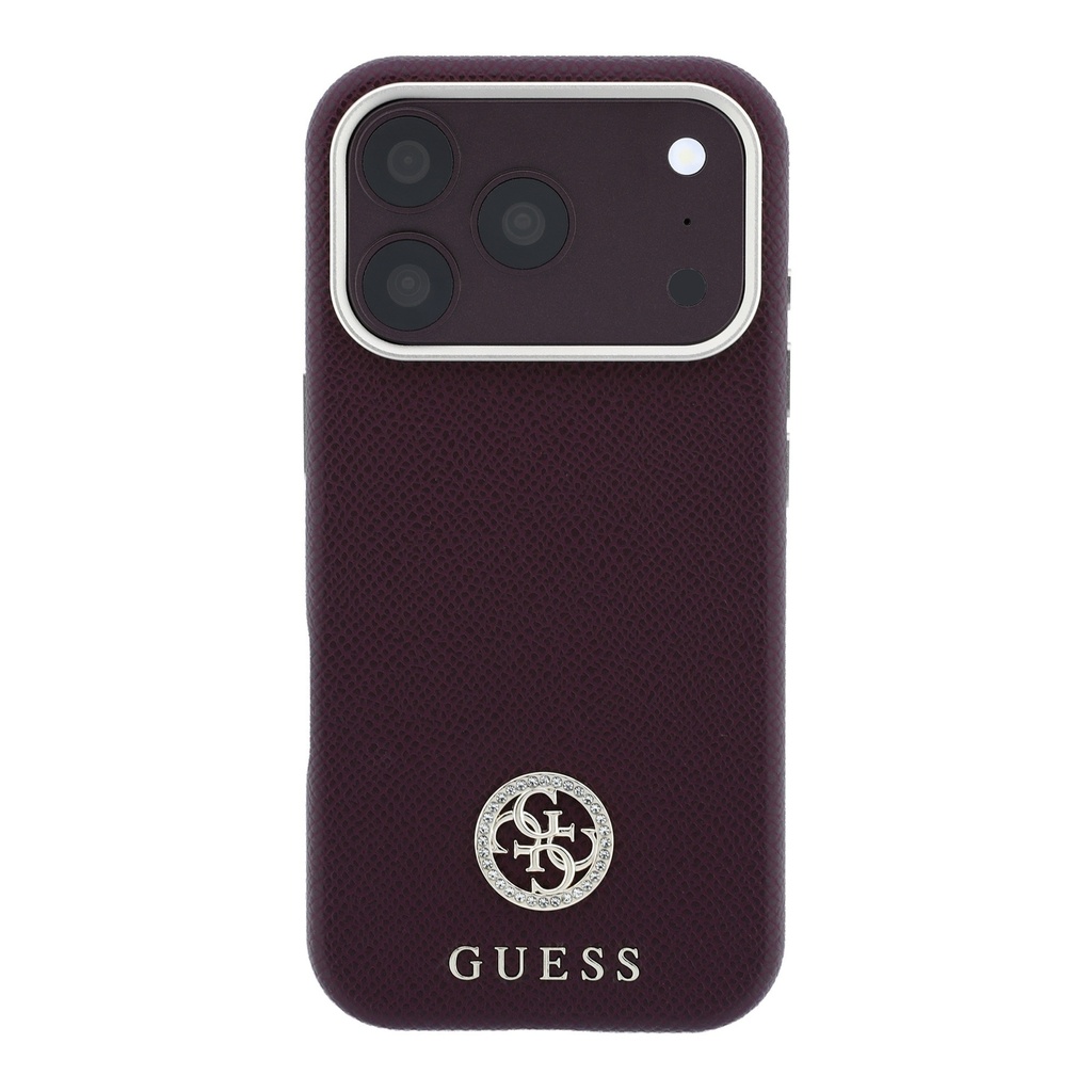 Apple iPhone 18 Pro Max Uyumlu Kılıf Guess Orjinal Lisanslı M-safe Şarj Özellikli PU Taşlı Metal 4G ve Yazı Logolu Kapak - 2