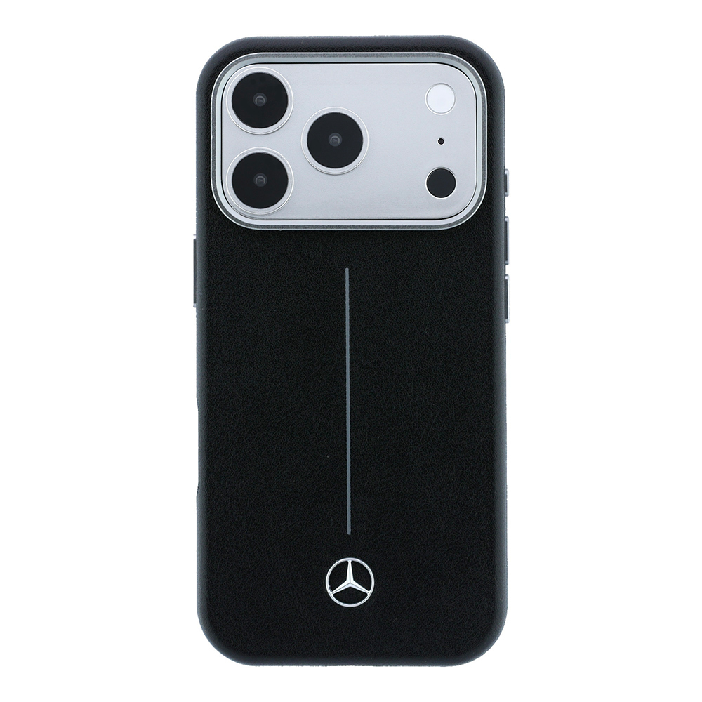 Apple iPhone 18 Pro Max Uyumlu Kılıf Mercedes Benz Orjinal Lisanslı M-safe Şarj Özellikli Metal Yıldız Logolu Çizgili Deri Kapak - 2