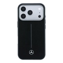 Apple iPhone 18 Pro Max Uyumlu Kılıf Mercedes Benz Orjinal Lisanslı M-safe Şarj Özellikli Metal Yıldız Logolu Çizgili Deri Kapak - 2