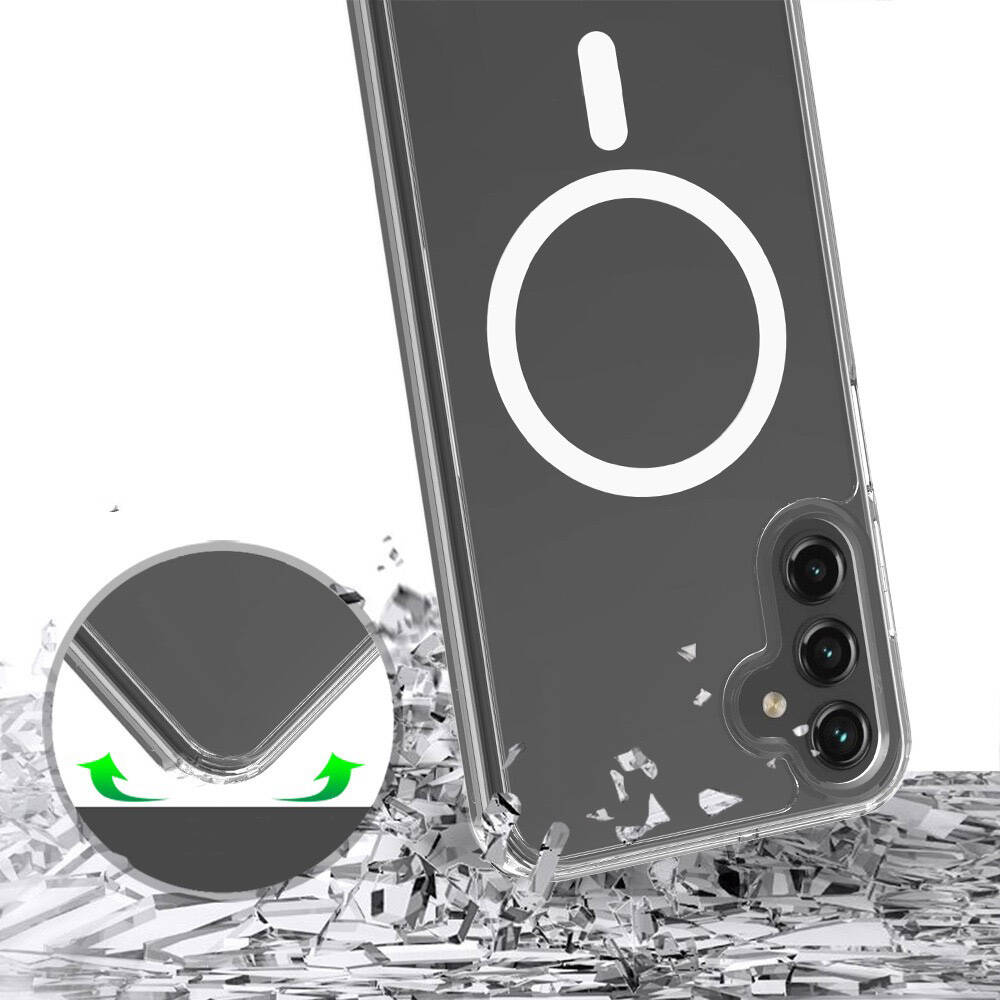 Samsung Galaxy S25 Uyumlu Kılıf Magsafe Şarj Özellikli Şeffaf Sert PC Zore Embos Kapak - 3