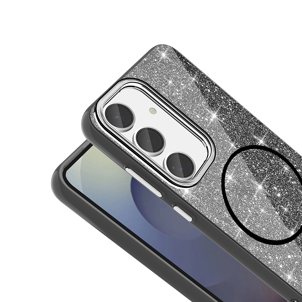 Samsung Galaxy S24 FE Uyumlu Kılıf Magsafe Şarj Özellikli Parlayan Simli Zore Okso Kapak - 10
