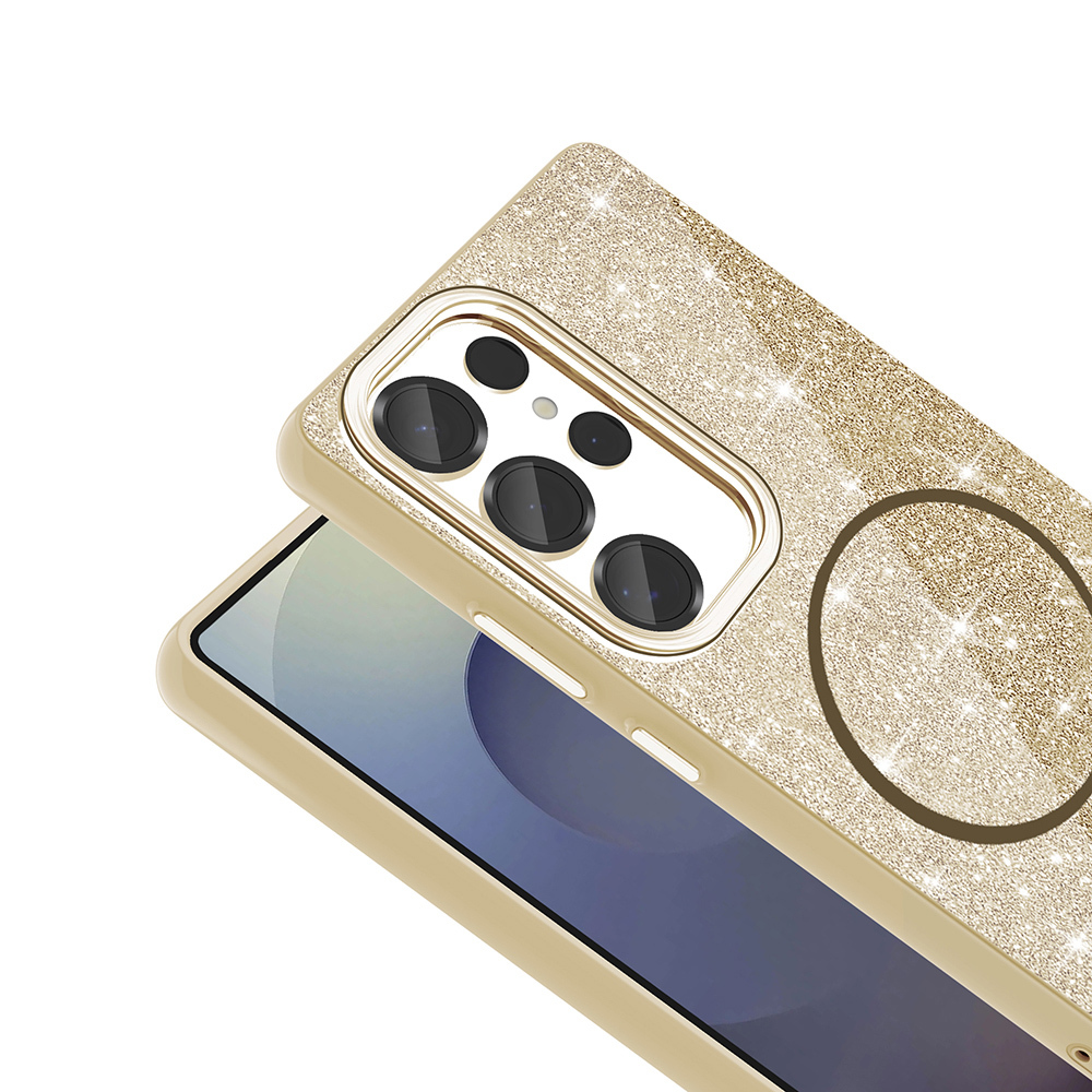 Samsung Galaxy S25 Ultra Uyumlu Kılıf Magsafe Şarj Özellikli Parlayan Simli Zore Okso Kapak - 2