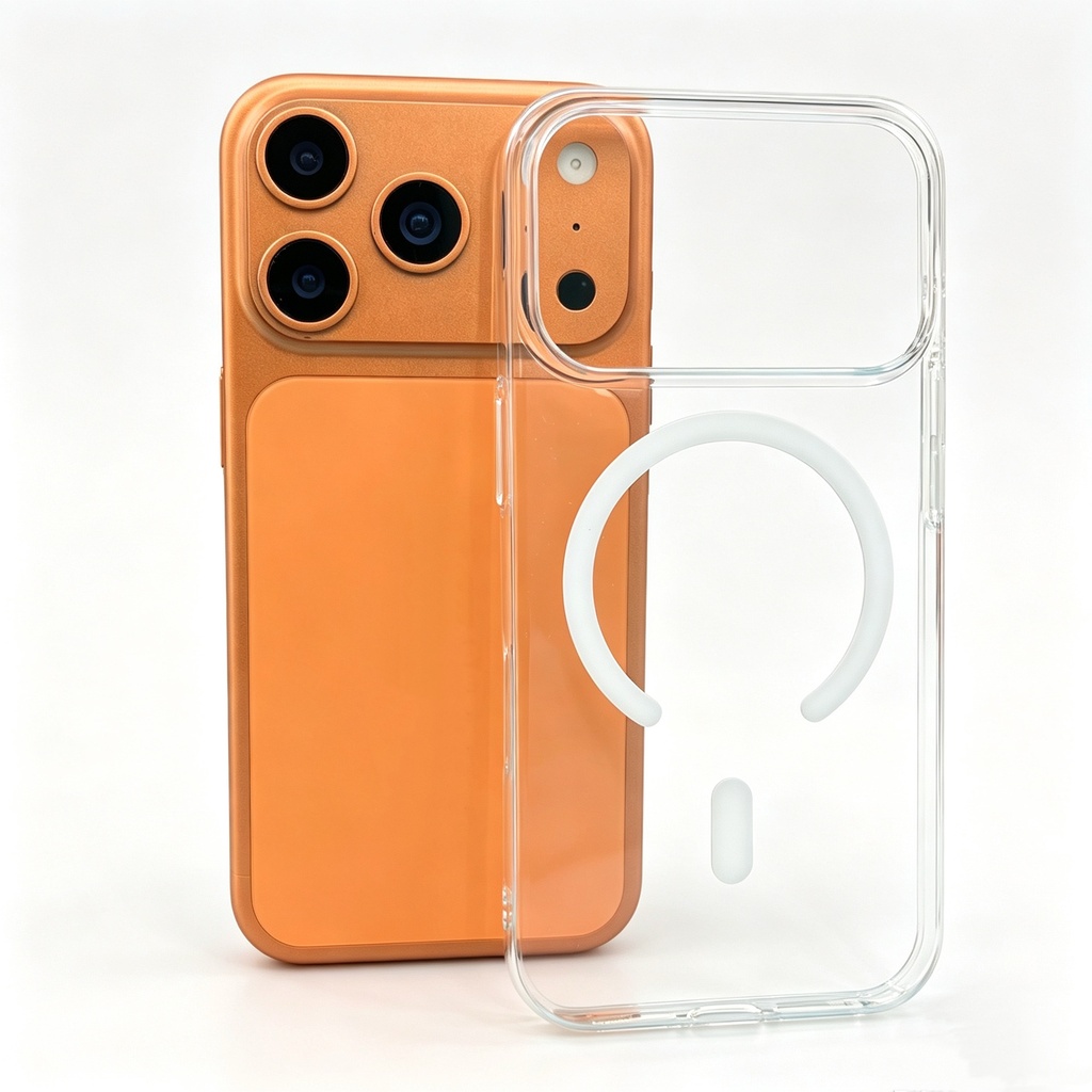 Apple iPhone 17 Pro Max Uyumlu Kılıf Zore M-safe Şarj Özellikli Şeffaf Tek Kamera Çerçeveli Porto Kapak - 1