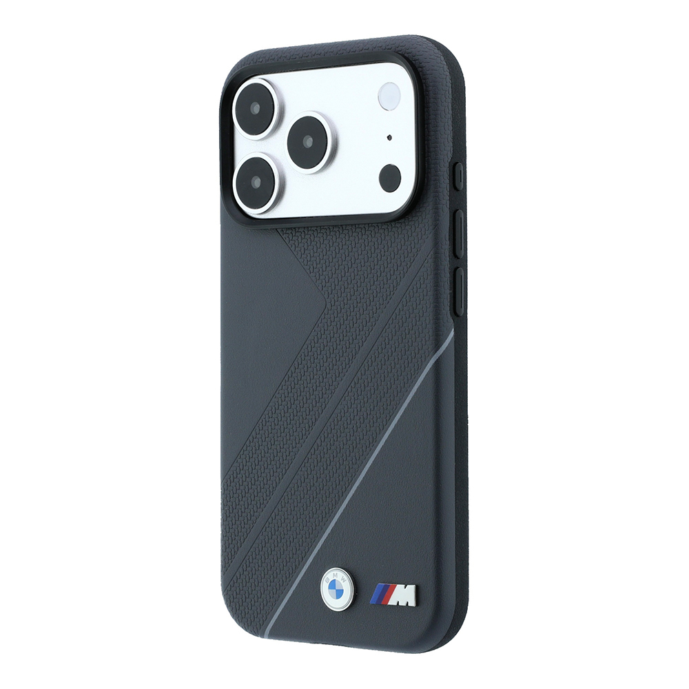 Apple iPhone 18 Pro Max Uyumlu Kılıf BMW Orjinal Lisanslı M-safe Şarj Özellikli M Logolu Lastik İzi Desenli Mavi Çizgili Kapak - 1