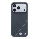 Apple iPhone 18 Pro Max Uyumlu Kılıf BMW Orjinal Lisanslı M-safe Şarj Özellikli M Logolu Lastik İzi Desenli Mavi Çizgili Kapak - 2