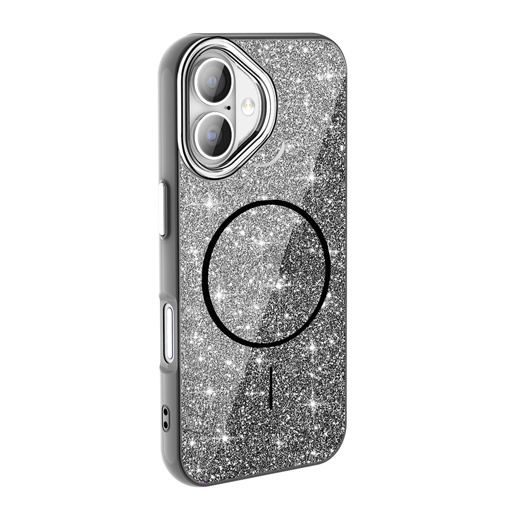 Apple iPhone 16 Uyumlu Kılıf Magsafe Şarj Özellikli Parlayan Simli Zore Okso Kapak - 10