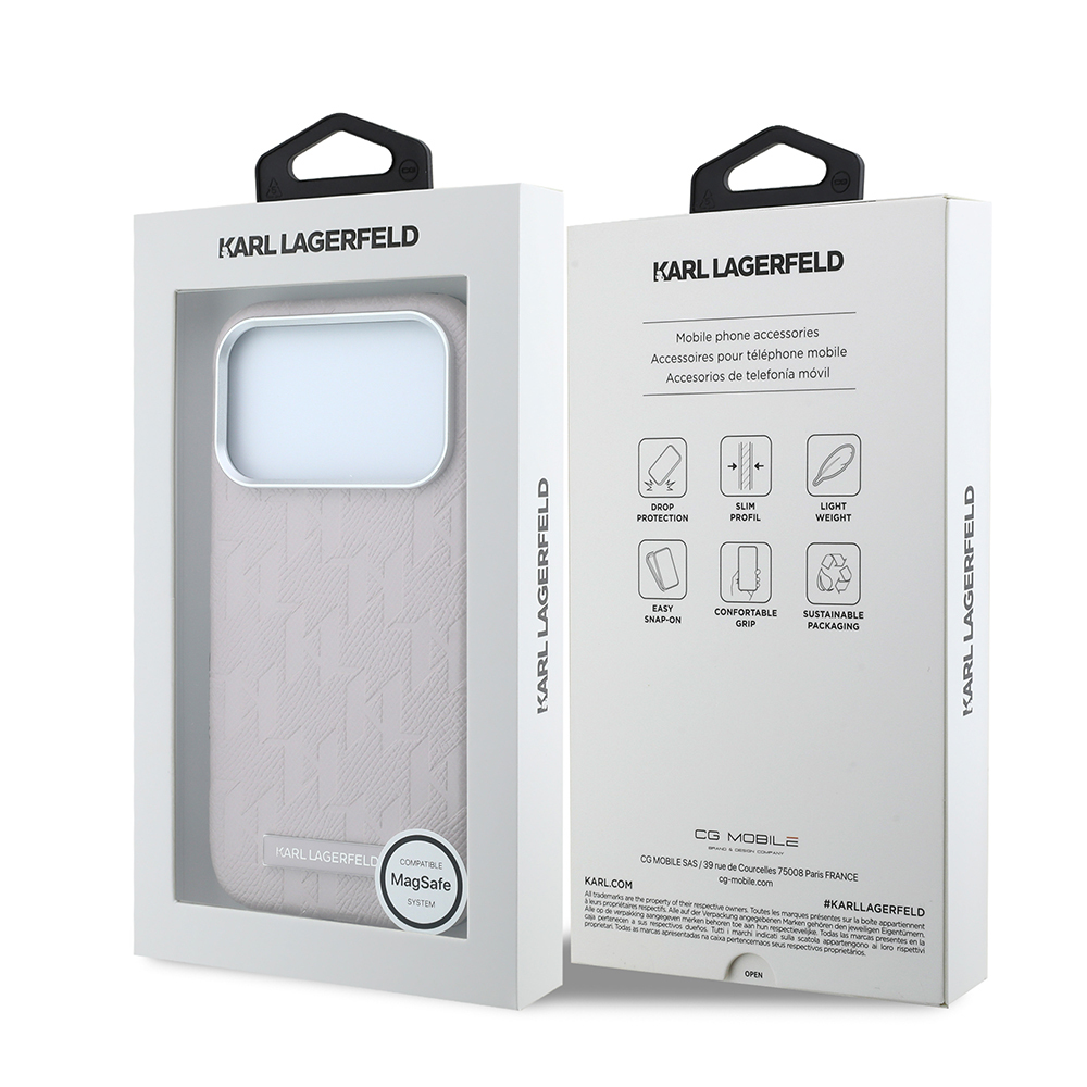 Apple iPhone 18 Pro Uyumlu Kılıf Karl Lagerfeld Orjinal Lisanslı M-safe Şarj Özellikli KL Yazılı Hot Stamp Kapak - 7