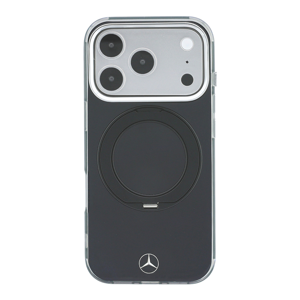 Apple iPhone 18 Pro Uyumlu Kılıf Mercedes Benz Orjinal Lisanslı M-safe Şarj Özellikli 360 Derece Dönebilen Standlı Metal Logolu Sert PC Kapak - 2