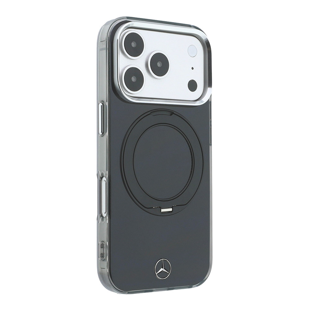 Apple iPhone 18 Pro Uyumlu Kılıf Mercedes Benz Orjinal Lisanslı M-safe Şarj Özellikli 360 Derece Dönebilen Standlı Metal Logolu Sert PC Kapak - 3