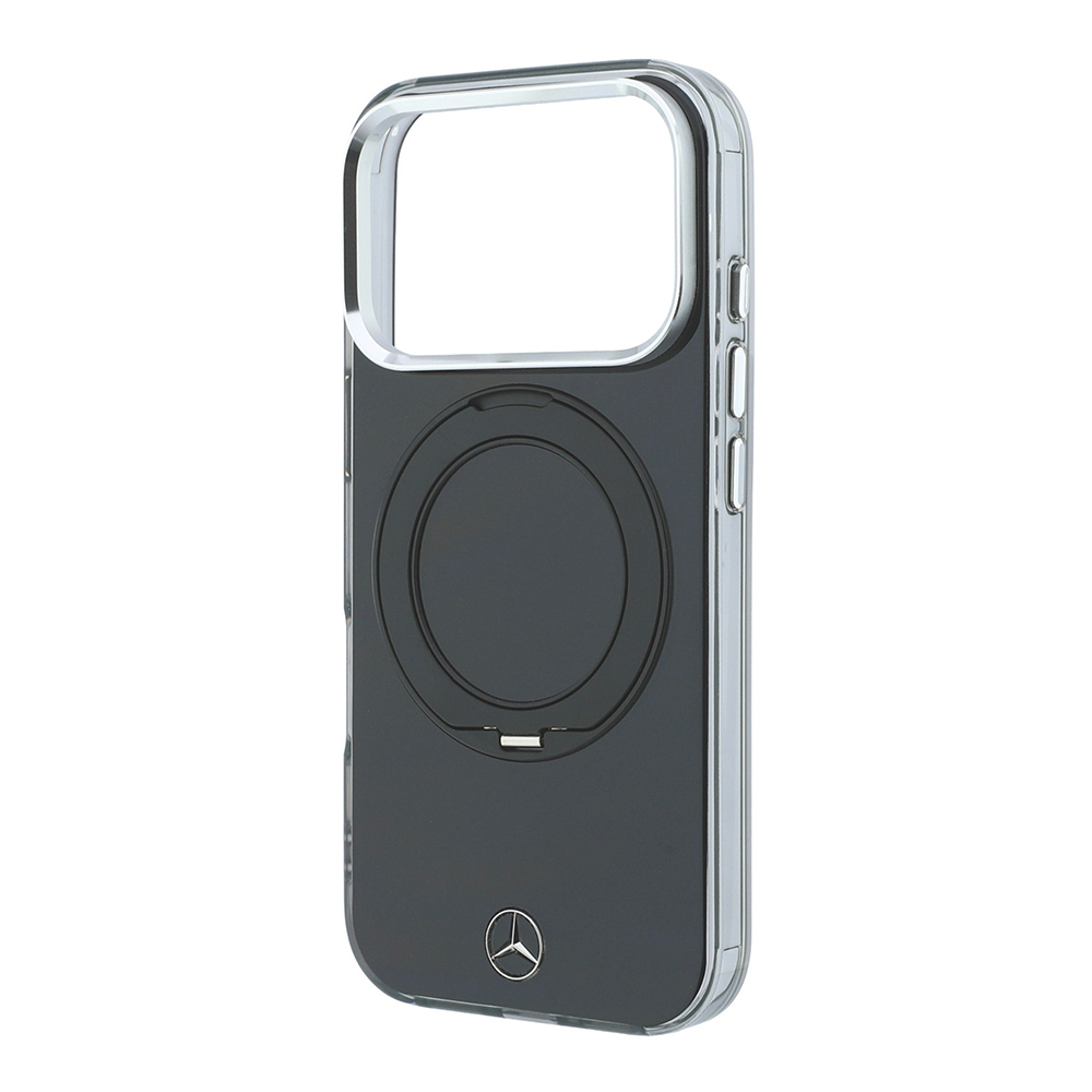 Apple iPhone 18 Pro Uyumlu Kılıf Mercedes Benz Orjinal Lisanslı M-safe Şarj Özellikli 360 Derece Dönebilen Standlı Metal Logolu Sert PC Kapak - 6