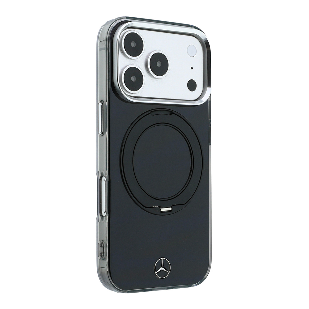 Apple iPhone 18 Pro Uyumlu Kılıf Mercedes Benz Orjinal Lisanslı M-safe Şarj Özellikli 360 Derece Dönebilen Standlı Metal Logolu Sert PC Kapak - 3