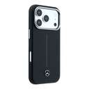 Apple iPhone 18 Pro Uyumlu Kılıf Mercedes Benz Orjinal Lisanslı M-safe Şarj Özellikli Metal Yıldız Logolu Çizgili Deri Kapak - 3