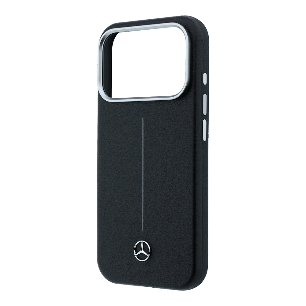 Apple iPhone 18 Pro Uyumlu Kılıf Mercedes Benz Orjinal Lisanslı M-safe Şarj Özellikli Metal Yıldız Logolu Çizgili Deri Kapak - 5