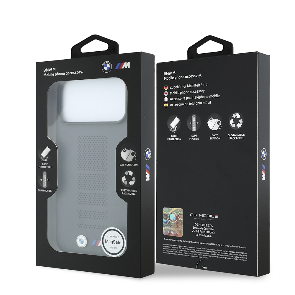 Apple iPhone 18 Pro Max Uyumlu Kılıf BMW Orjinal Lisanslı M-safe Şarj Özellikli PU Delikli Metal M Logolu Kapak - 7