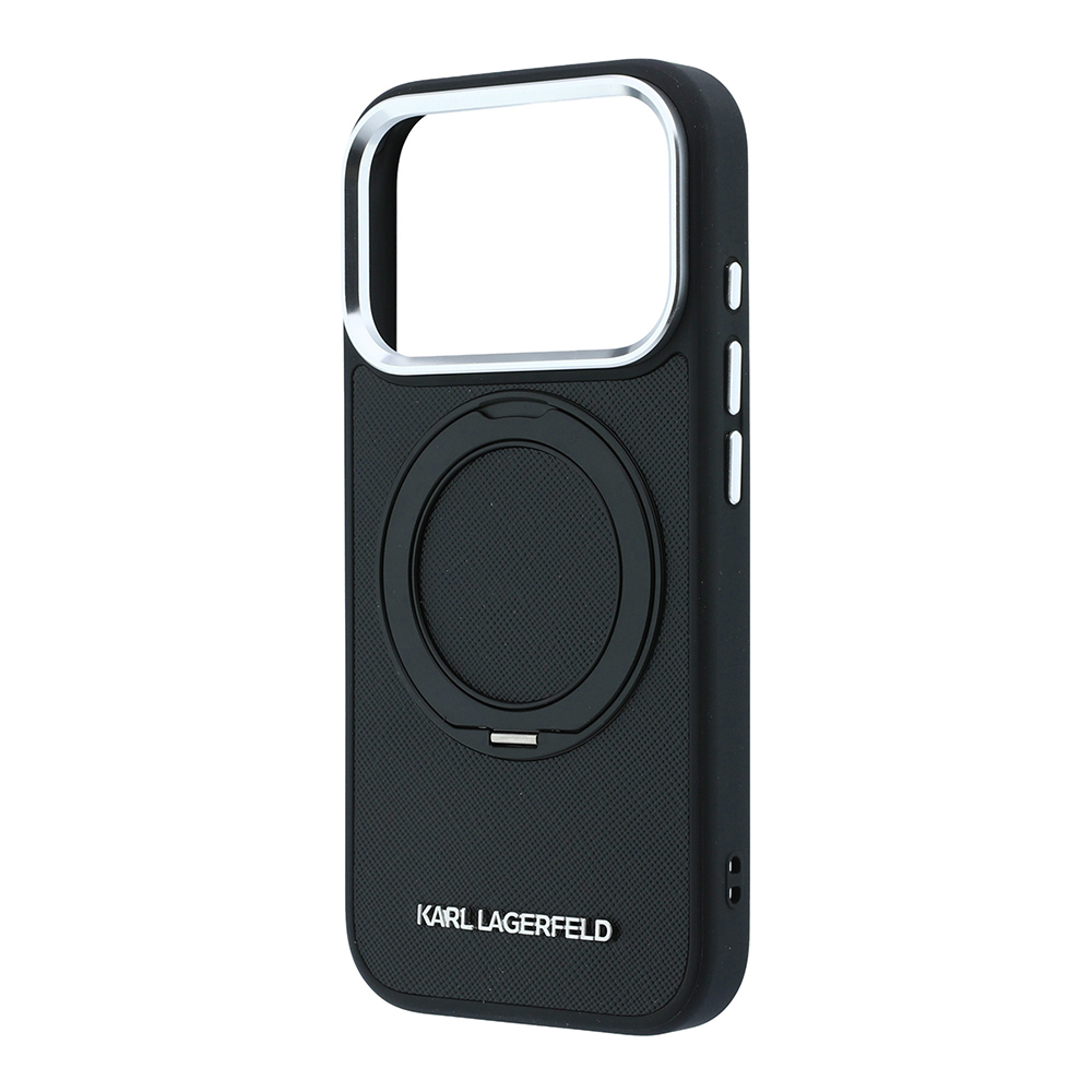Apple iPhone 18 Pro Uyumlu Kılıf Karl Lagerfeld Orjinal Lisanslı M-Safe Şarj Özellikli Metal Logolu PU Saffiano 360 Derece Dönebilen Standlı Kapak - 5