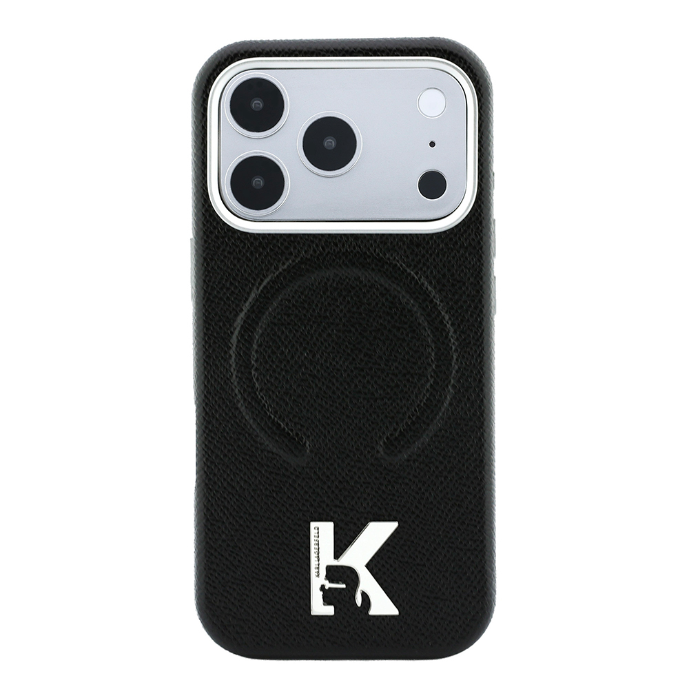 Apple iPhone 18 Pro Max Uyumlu Kılıf Karl Lagerfeld Orjinal Lisanslı M-safe Şarj Özellikli KHEAD Metal Logolu PU Grained Deri Kapak - 2