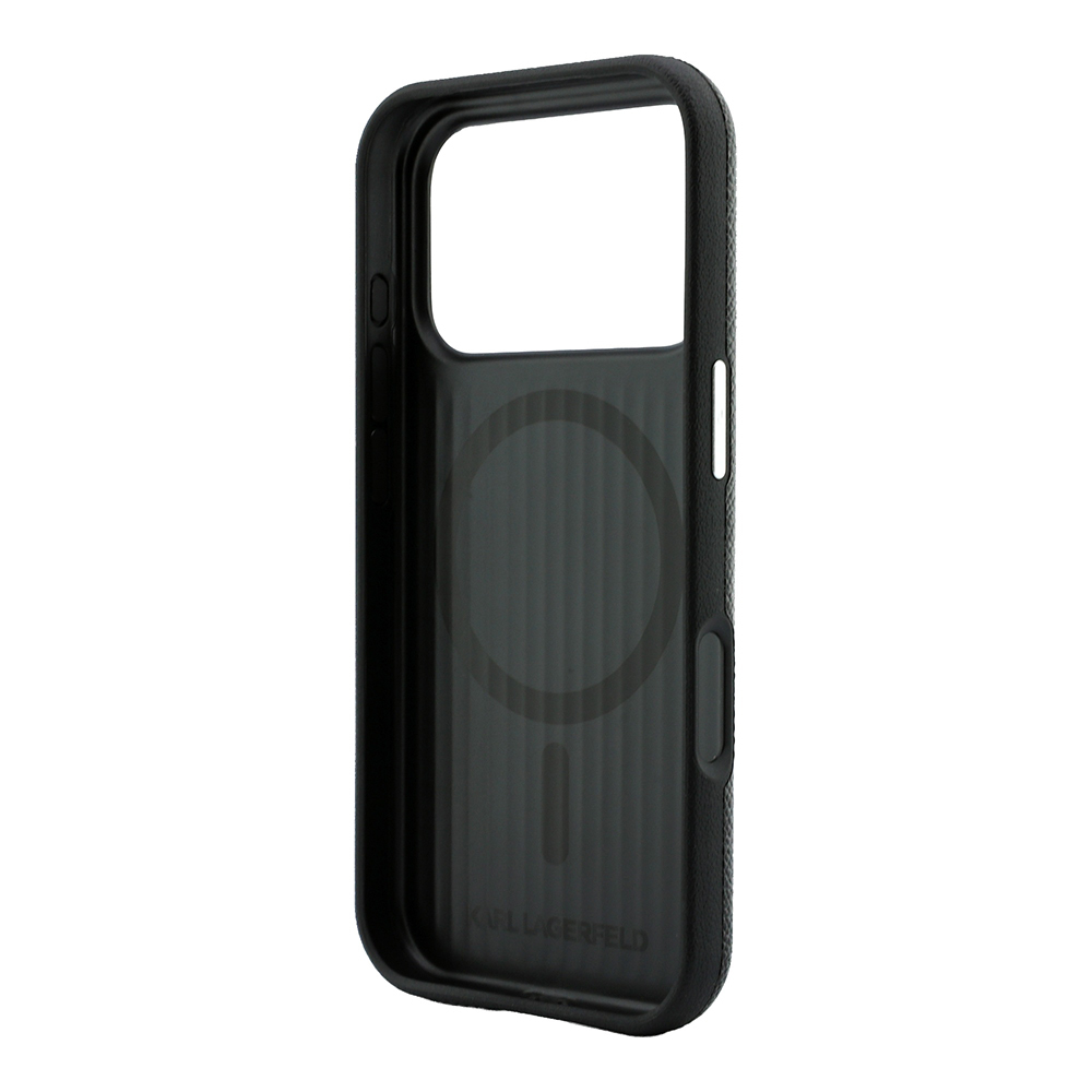 Apple iPhone 18 Pro Max Uyumlu Kılıf Karl Lagerfeld Orjinal Lisanslı M-safe Şarj Özellikli KHEAD Metal Logolu PU Grained Deri Kapak - 6
