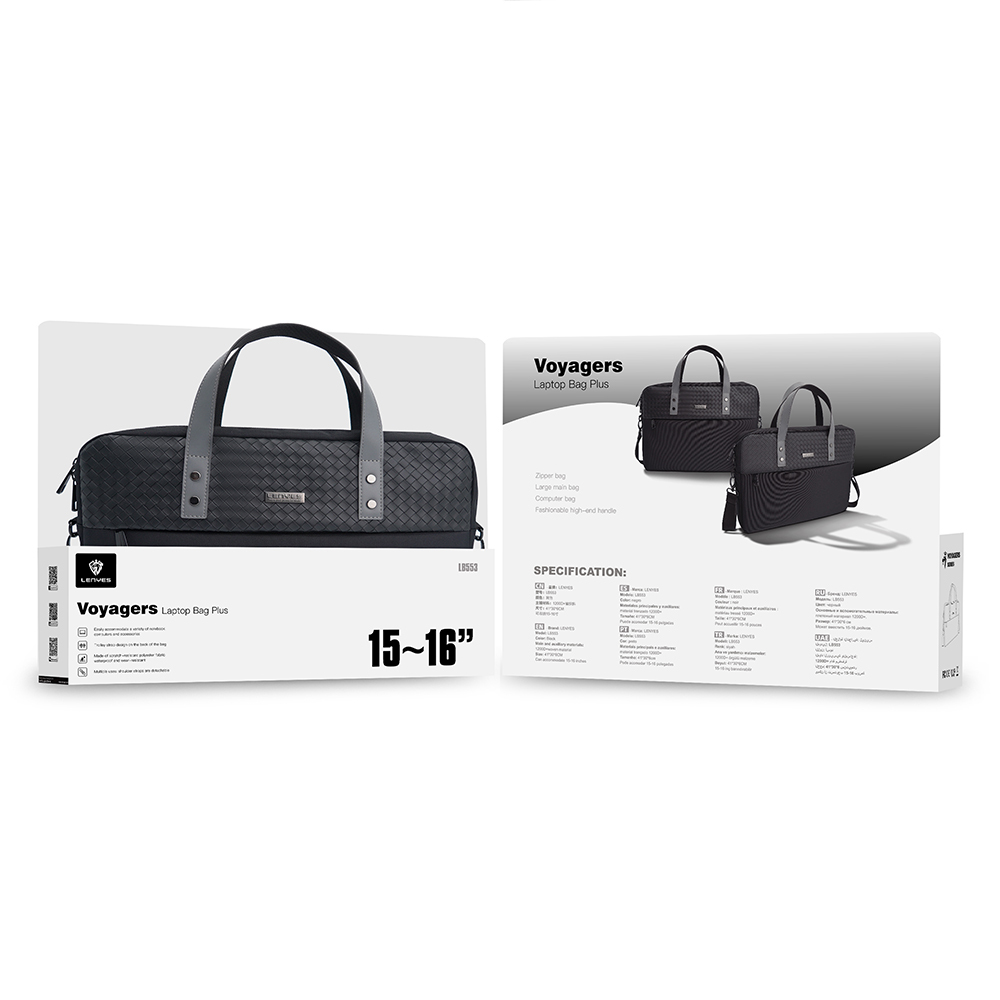 Lenyes LB553 Voyagers Serisi Su Geçirmez Polyester Kumaş Çıkarılabilir Omuz Askılı 15-16 inç Laptop Çantası - 5