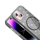 Apple iPhone 15 Uyumlu Kılıf Magsafe Şarj Özellikli Parlayan Simli Zore Okso Kapak - 11