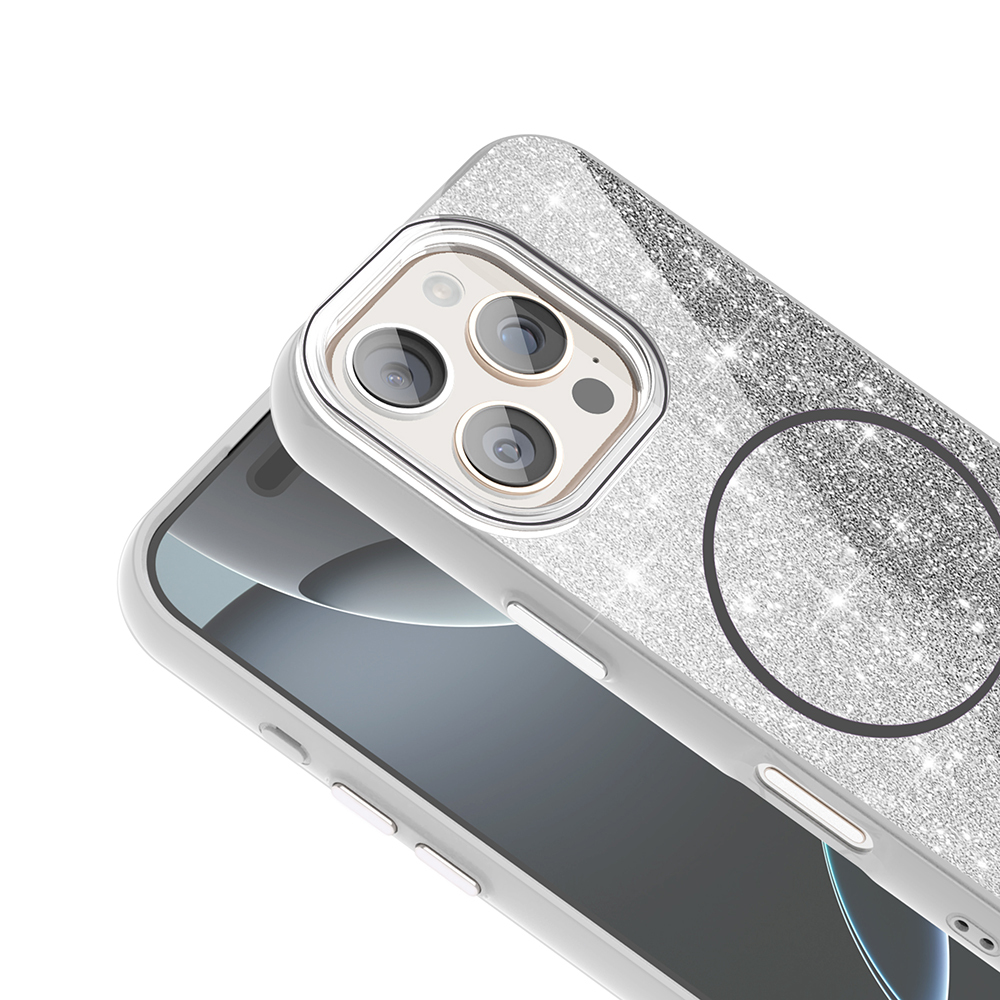 Apple iPhone 16 Pro Max Uyumlu Kılıf Magsafe Şarj Özellikli Parlayan Simli Zore Okso Kapak - 6