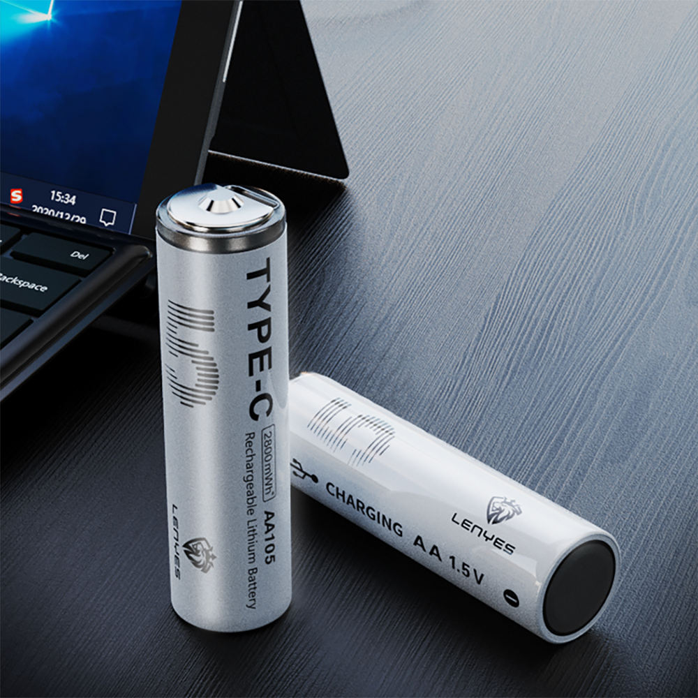 Lenyes AA105 Type-C Şarj Portlu Şarj Edilebilir AA Lityum-ion Pil 2800mWh 1.5V 2 Adet - 5