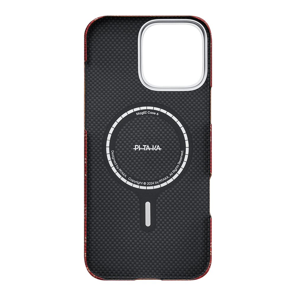 Apple Apple iPhone 16 Pro Uyumlu Kılıf MagSafe Şarj Özellikli Aramid Fiber Pitaka Tactile Woven Monogram Serisi Kapak - 10