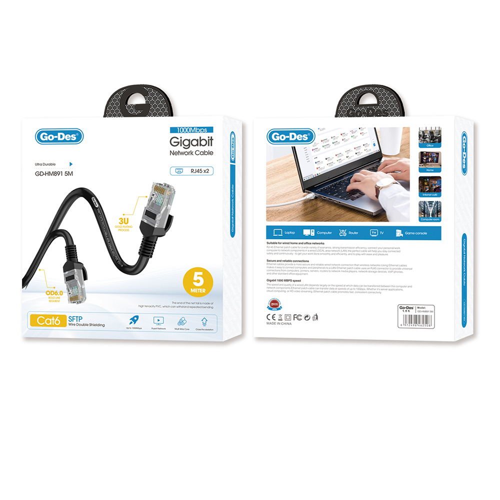 Go Des GD-HM891 1000Mbps Aktarım Hızlı RJ45 Ethernet Kablosu 5M - 1
