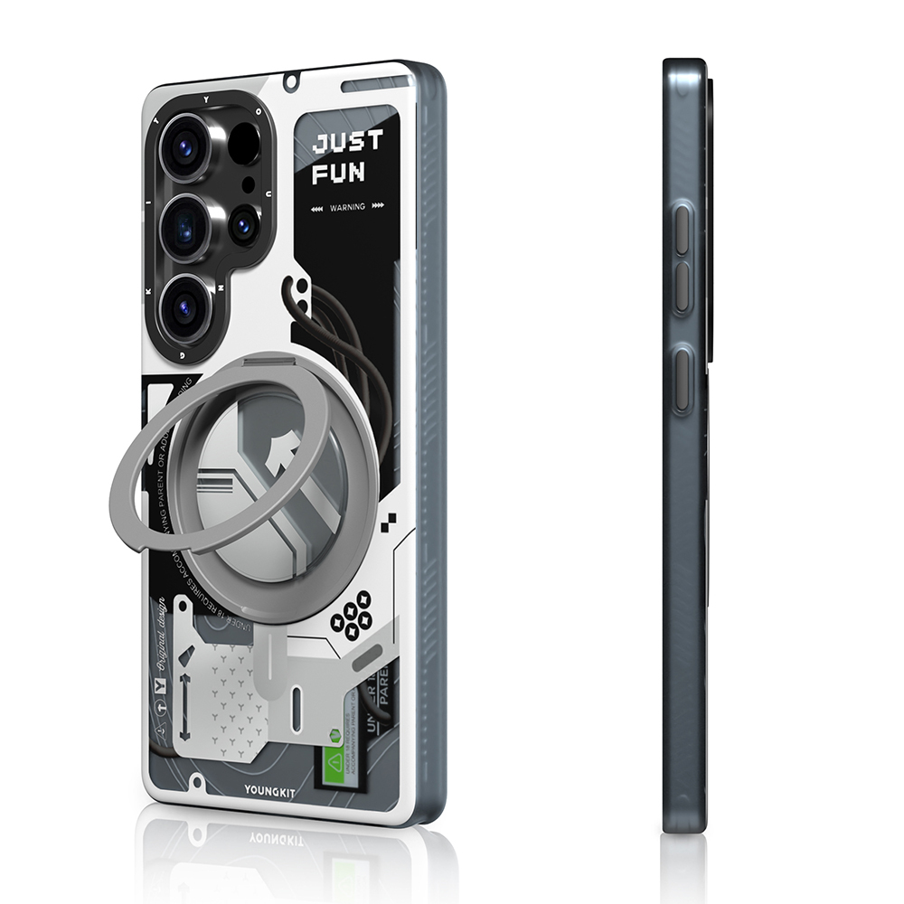 Samsung Galaxy S25 Ultra Uyumlu Kılıf Magsafe Şarj Özellikli Youngkit 360° Standlı Starship Serisi Kapak - 1