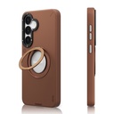 Samsung Galaxy S25 Uyumlu Kılıf Magsafe Şarj Özellikli 360° Standlı Basit Mat Deri Desenli Youngkit Tech Leather Serisi Kapak - 3