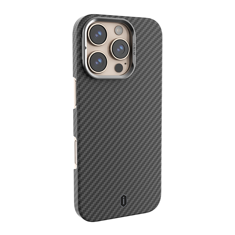 Apple iPhone 16 Pro Uyumlu Kılıf Wiwu DCC-206 Magsafe Şarj Özellikli Kamera Standlı Aramid Fiber Tasarım Kevlar Kapak - 2