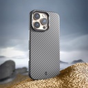 Apple iPhone 16 Pro Uyumlu Kılıf Wiwu DCC-206 Magsafe Şarj Özellikli Kamera Standlı Aramid Fiber Tasarım Kevlar Kapak - 10