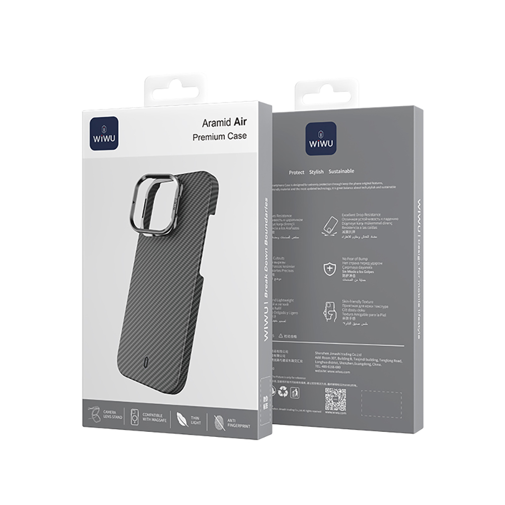 Apple iPhone 16 Pro Uyumlu Kılıf Wiwu DCC-206 Magsafe Şarj Özellikli Kamera Standlı Aramid Fiber Tasarım Kevlar Kapak - 11