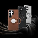 Samsung Galaxy S25 Ultra Uyumlu Kılıf Magsafe Şarj Özellikli 360° Standlı Basit Mat Deri Desenli Youngkit Tech Leather Serisi Kapak - 10