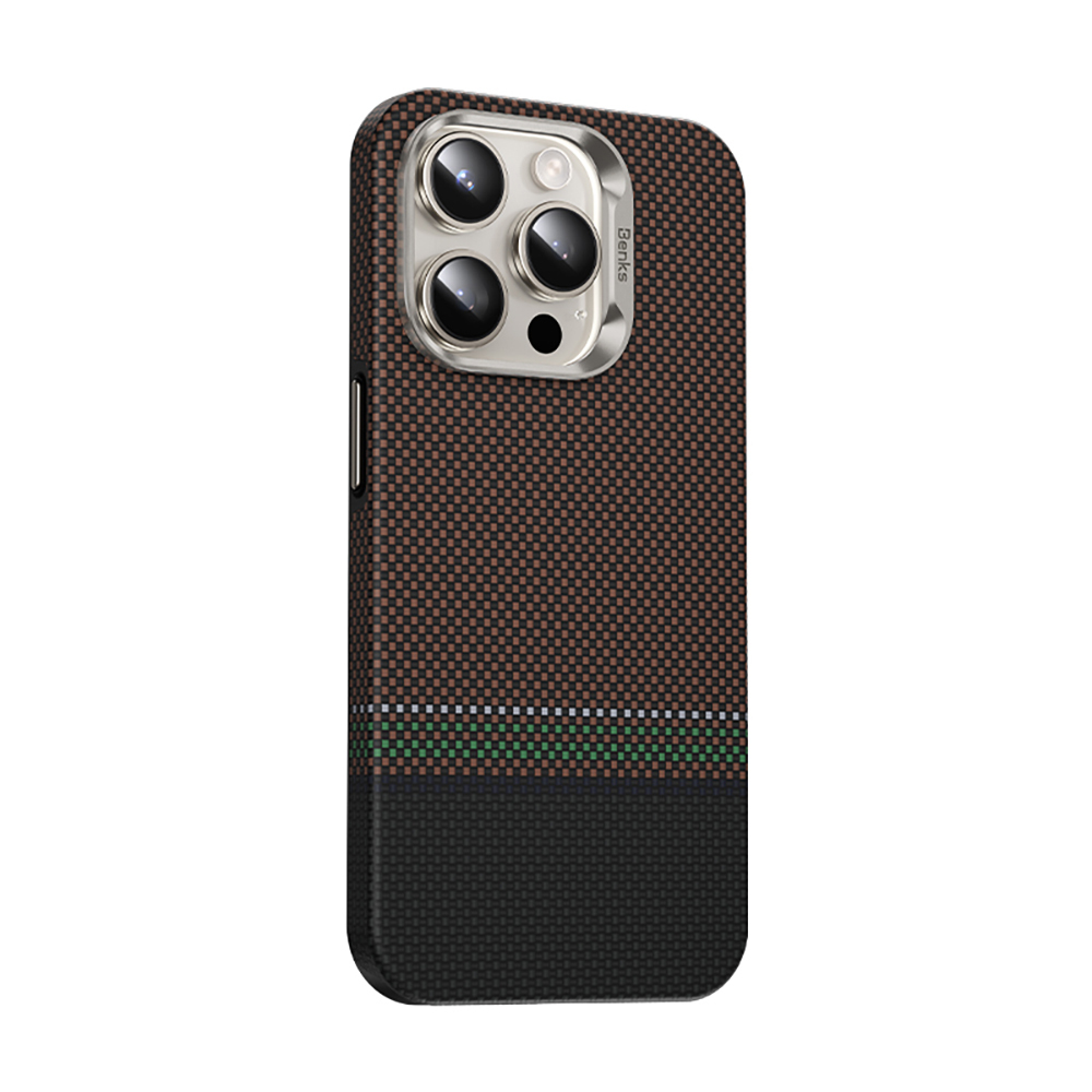Apple iPhone 15 Pro Uyumlu Kılıf Magsafe Şarj Özellikli Karbon Fiber Tasarımlı Benks Prestige ArmorPro Kevlar Kapak - 3
