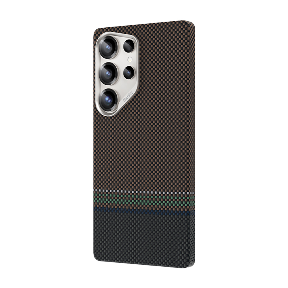 Samsung Galaxy S25 Ultra Uyumlu Kılıf Magsafe Şarj Özellikli Karbon Fiber Tasarımlı Benks Prestige ArmorAir Kevlar Kapak - 1