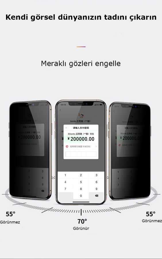 Apple iPhone 16E Uyumlu Zore Kor Privacy Cam Ekran Koruyucu - 5