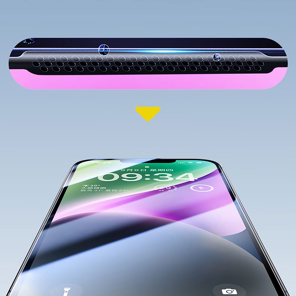 Apple iPhone 16E Uyumlu Wiwu CZ-003 Mavi Işık Teknolojili Hidrofobik ve Oleofobik Parlama Önleyici Cam Ekran Koruyucu - 1