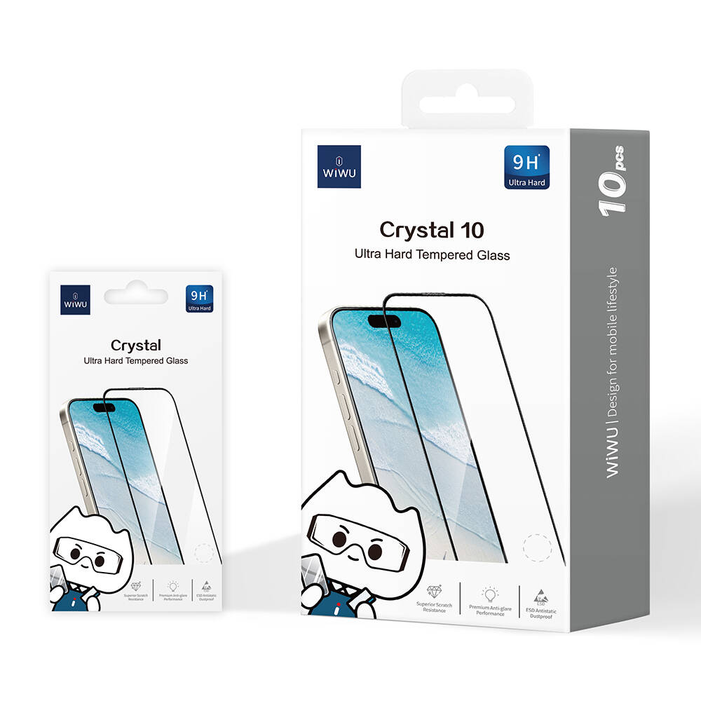 Apple iPhone 16E Uyumlu Wiwu GT-008 Polimer Oleofobik Kaplama Şeffaf Pürüzsüz Temperli Cam Ekran Koruyucu 10'lu Paket - 7