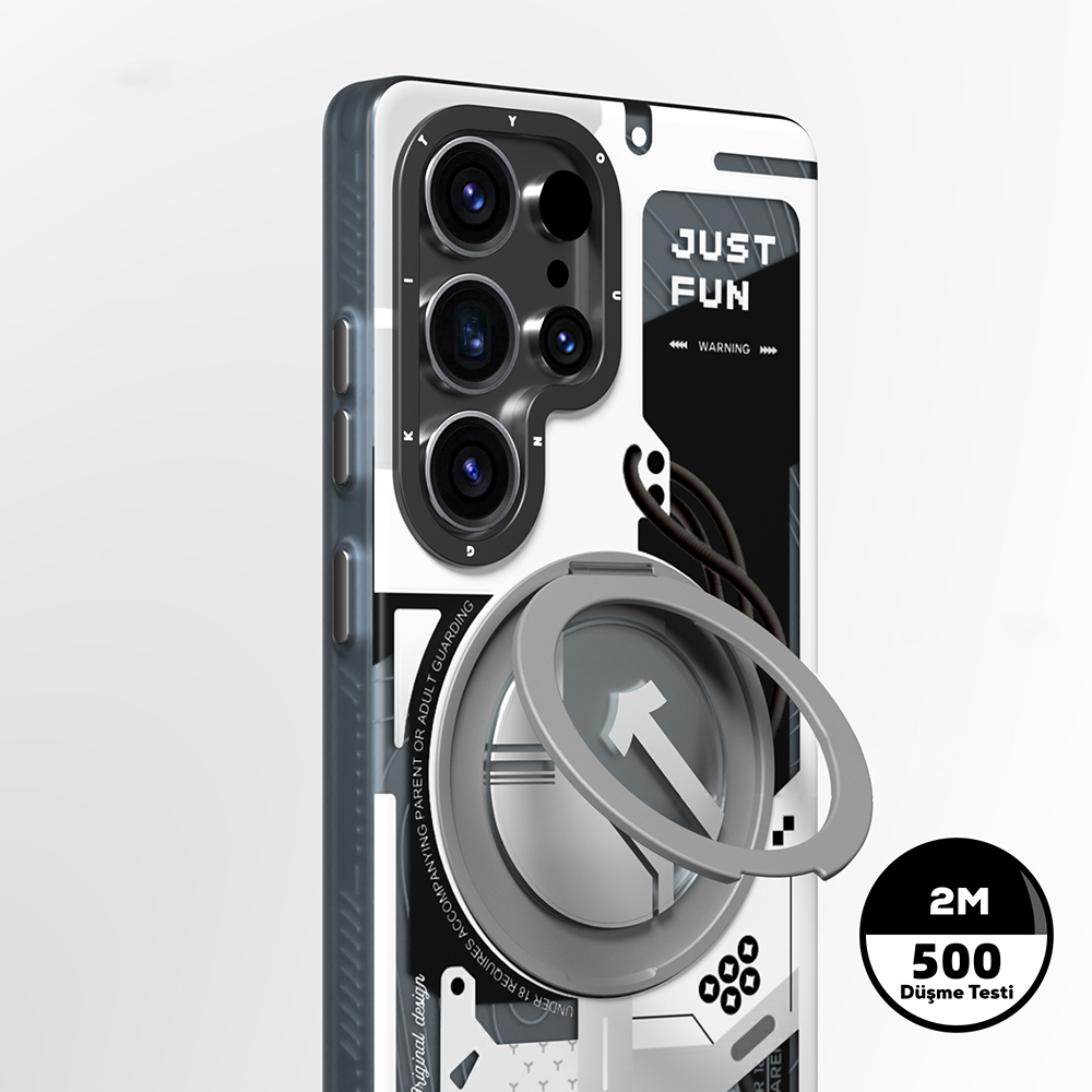 Samsung Galaxy S25 Ultra Uyumlu Kılıf Magsafe Şarj Özellikli Youngkit 360° Standlı Technology Serisi Kapak - 3