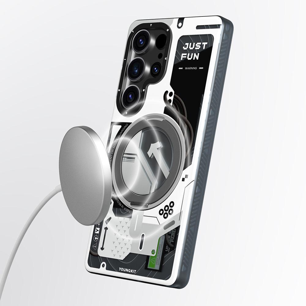 Samsung Galaxy S25 Ultra Uyumlu Kılıf Magsafe Şarj Özellikli Youngkit 360° Standlı Technology Serisi Kapak - 5