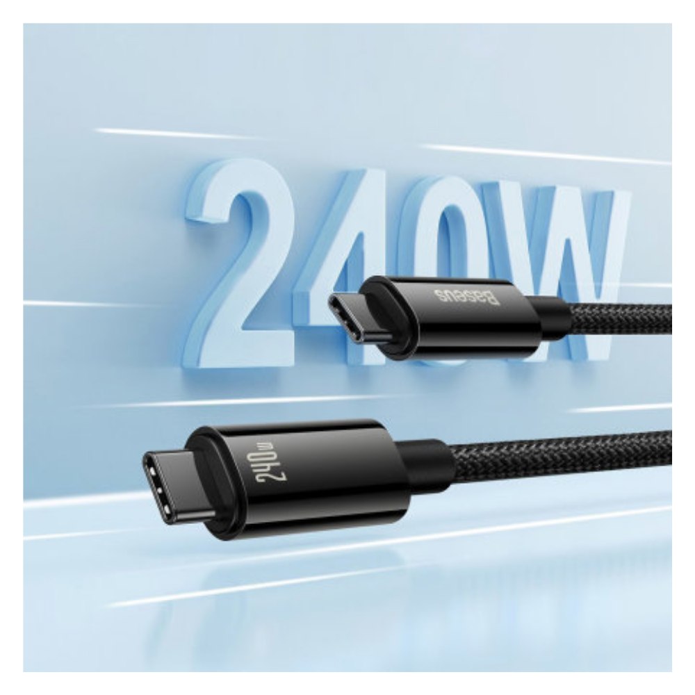 Baseus Tungsten Gold 240W Type-C’den Type-C’ye 1m Hızlı Şarj & Veri Kablosu